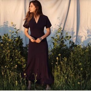 Christy Dawn Sequoia Navy Blue V-Neck Maxi Dress XS